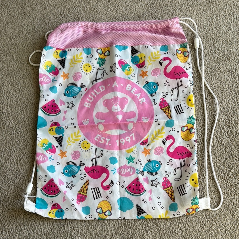 Build-A-Bear Kids Drawstring Bag - Pink and Multicolor